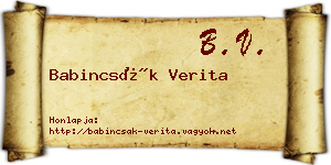 Babincsák Verita névjegykártya